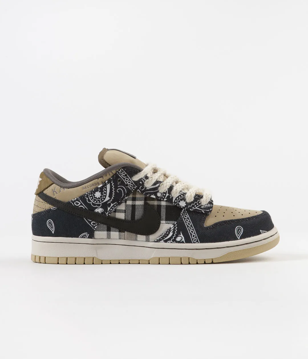 Nike SB x Travis Scott Dunk Low Premium Shoes - Black / Black - Parachute Beige - Petra Brown
