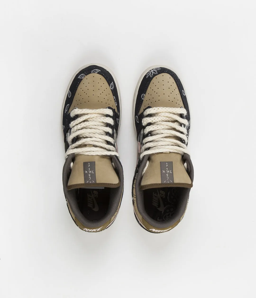 Nike SB x Travis Scott Dunk Low Premium Shoes - Black / Black - Parachute Beige - Petra Brown