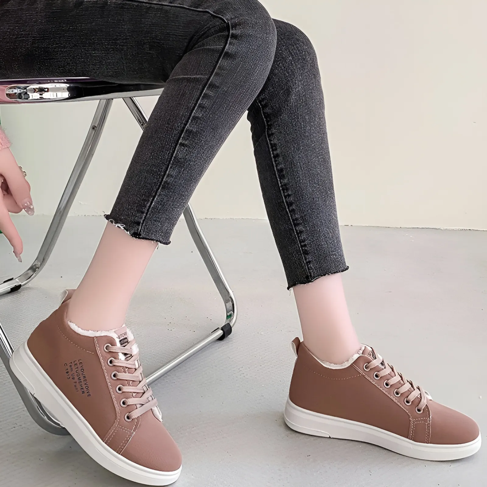 OCW Women Orthopedic Boots Short Warm Plush Lace up Ankle Boots