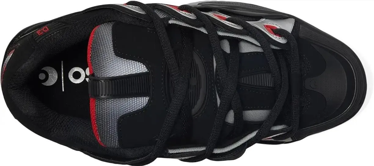 Osiris D3 2001 Black Light Grey Red Mens Skate Trainers Shoes