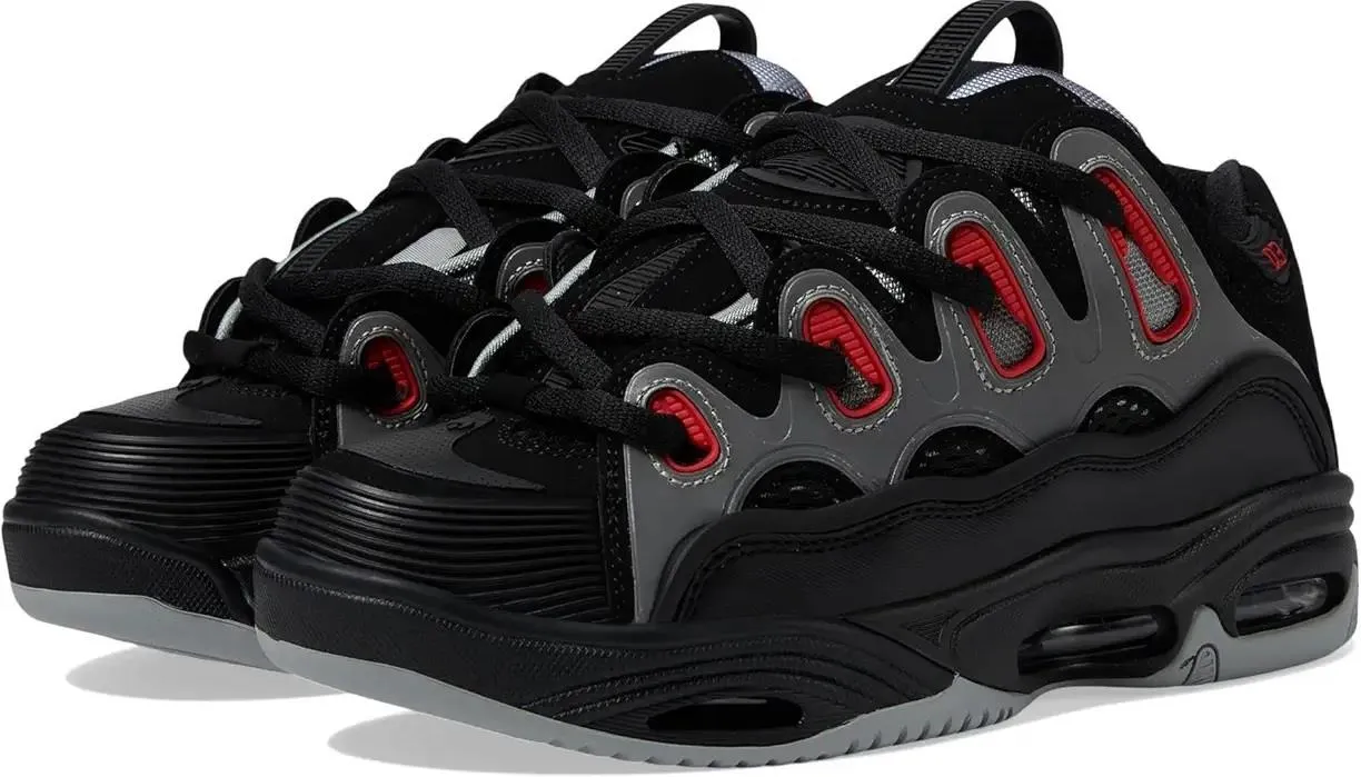 Osiris D3 2001 Black Light Grey Red Mens Skate Trainers Shoes