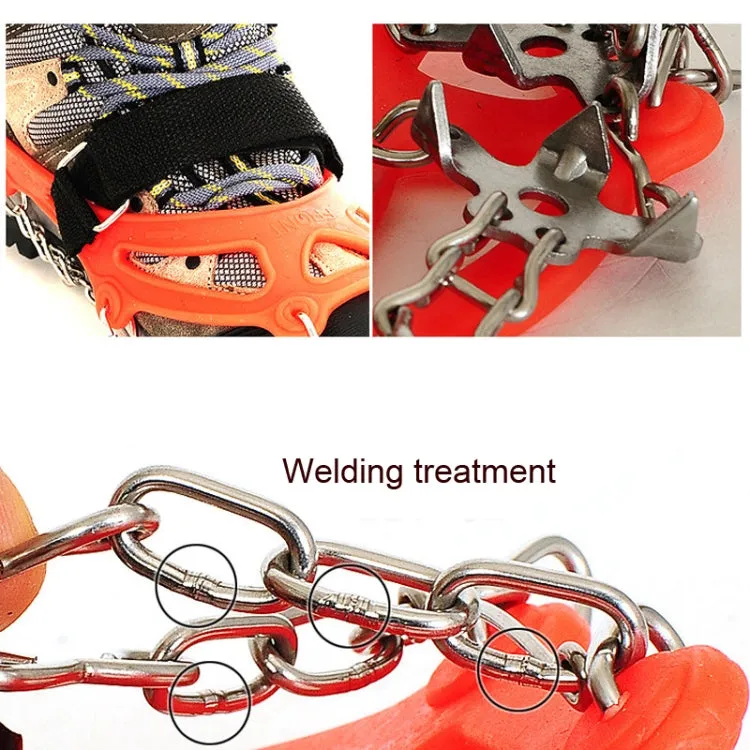 Outdoor 18-Tooth 430 Stainless Steel Crampons Snow Hiking Shoes Spikes Non-Slip Shoe Covers，SIze: M (Orange)