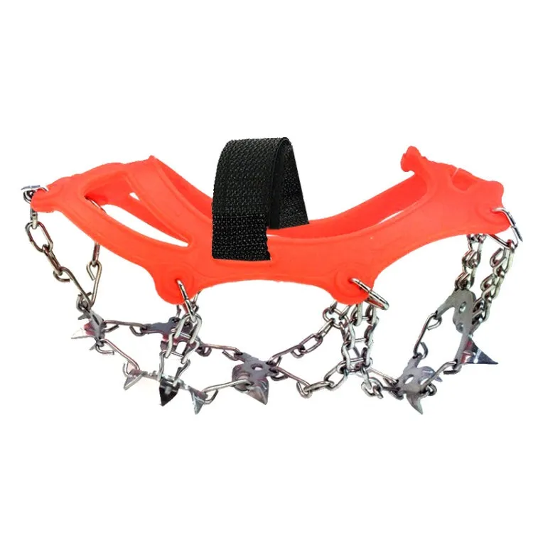 Outdoor 18-Tooth 430 Stainless Steel Crampons Snow Hiking Shoes Spikes Non-Slip Shoe Covers，SIze: M (Orange)