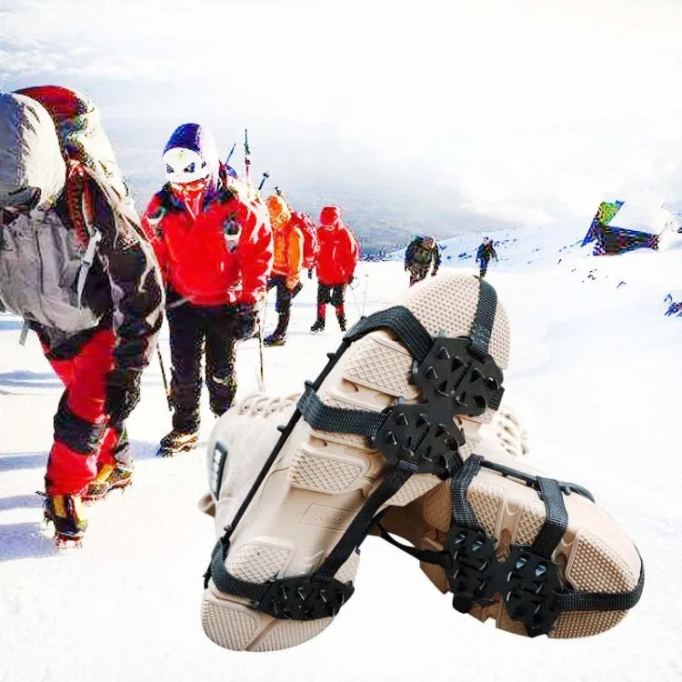 Outdoor 24-Tooth Reinforced Crampons Non-Slip Shoe Covers Snow Claws Winter Hiking Shoes Spikes Chain, Size:  L  (40-45)