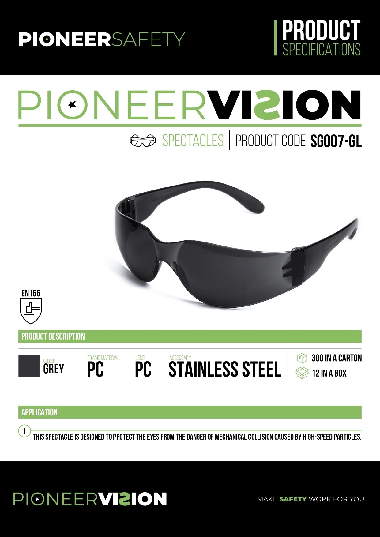 PIONEER SAFETY Glasses Sport Anti Scratch Grey
