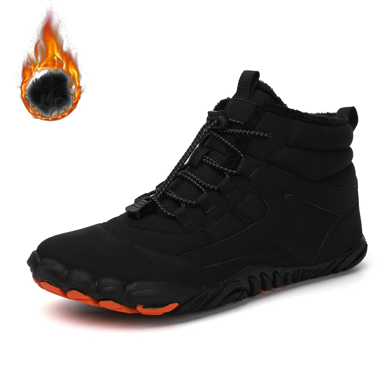 Plus Size Outdoor Five-finger Cotton Shoes Men's Fleece-lined Mountaineering