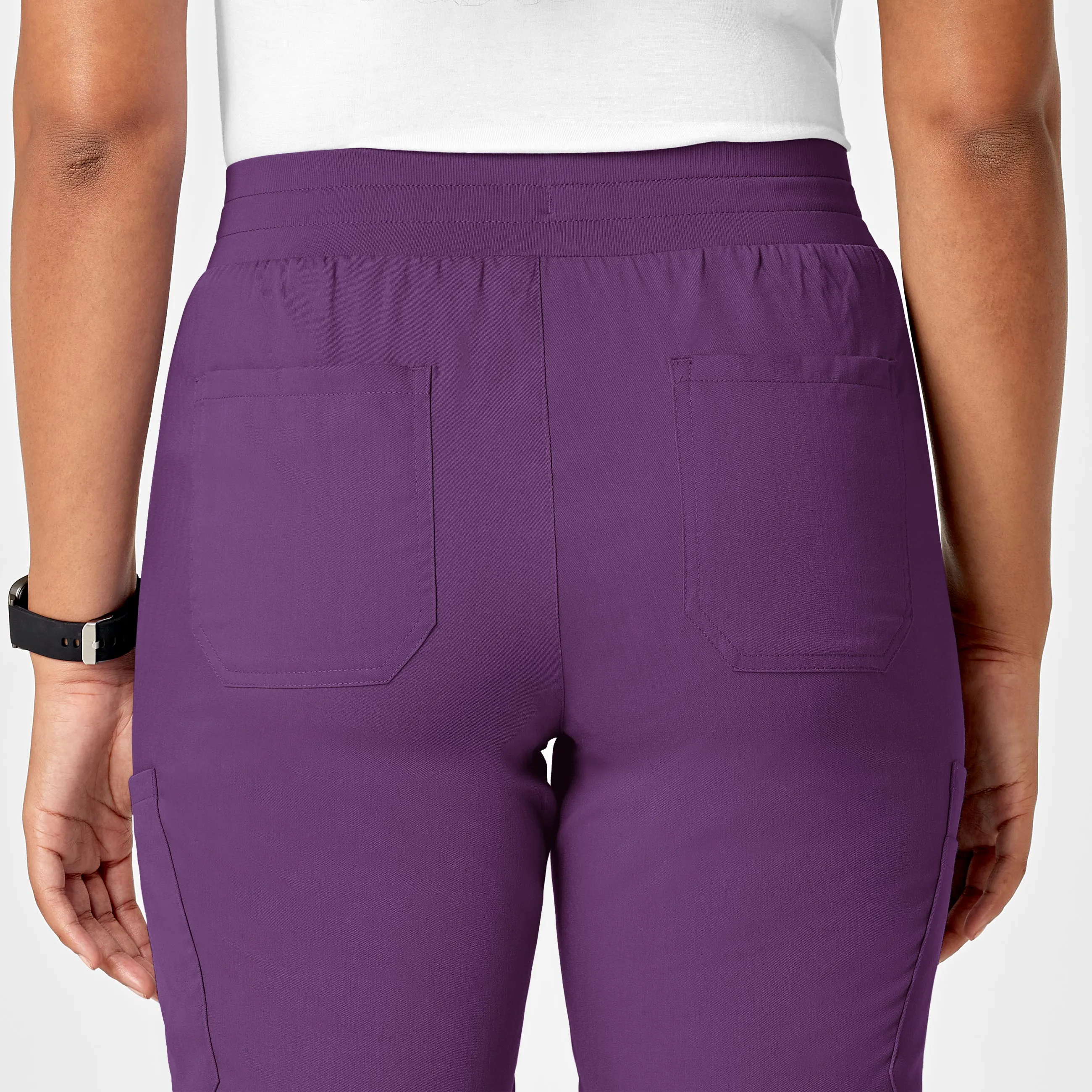 PRO Women's Slim Leg Cargo Scrub Pant - Eggplant