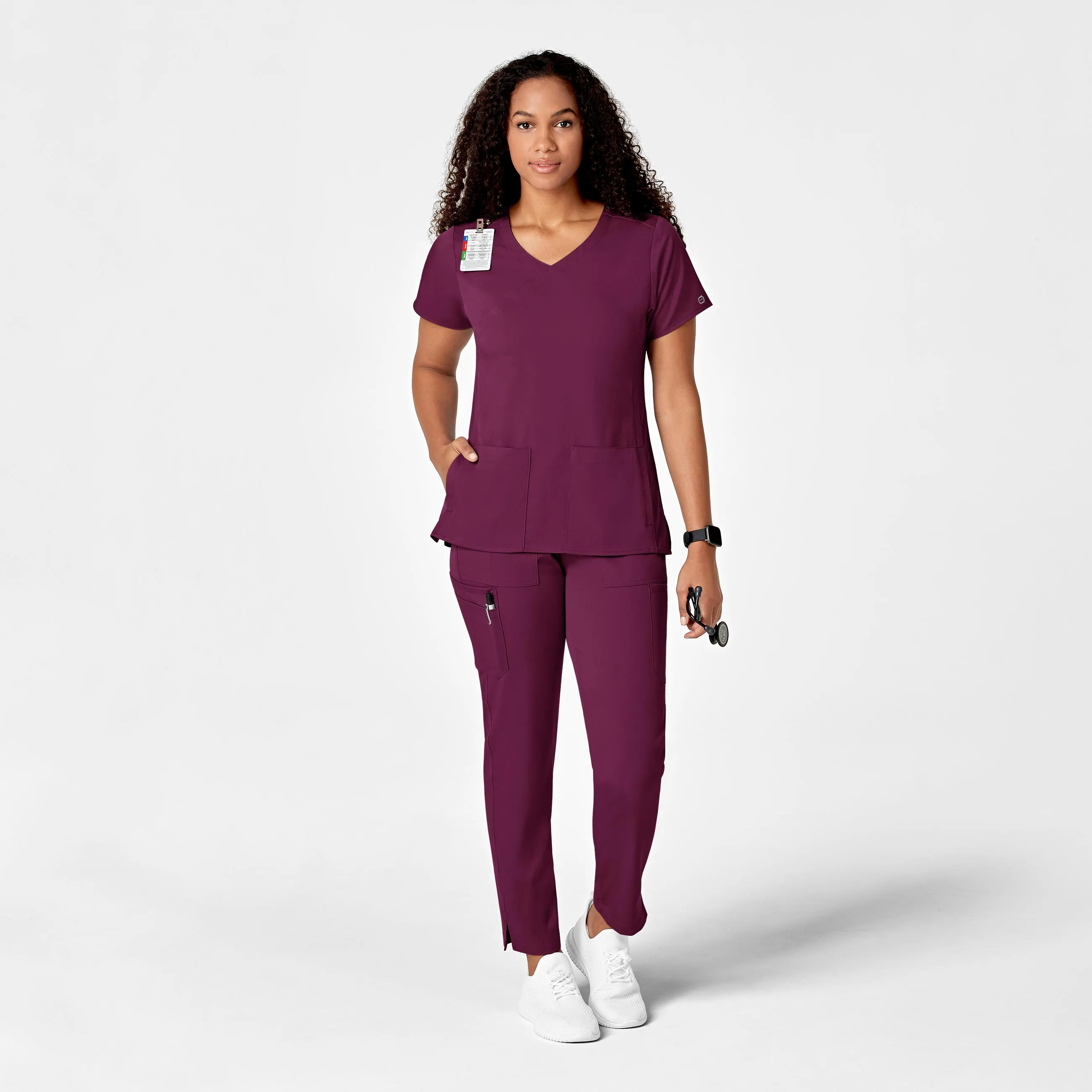 PRO Women's Slim Leg Cargo Scrub Pant - Wine