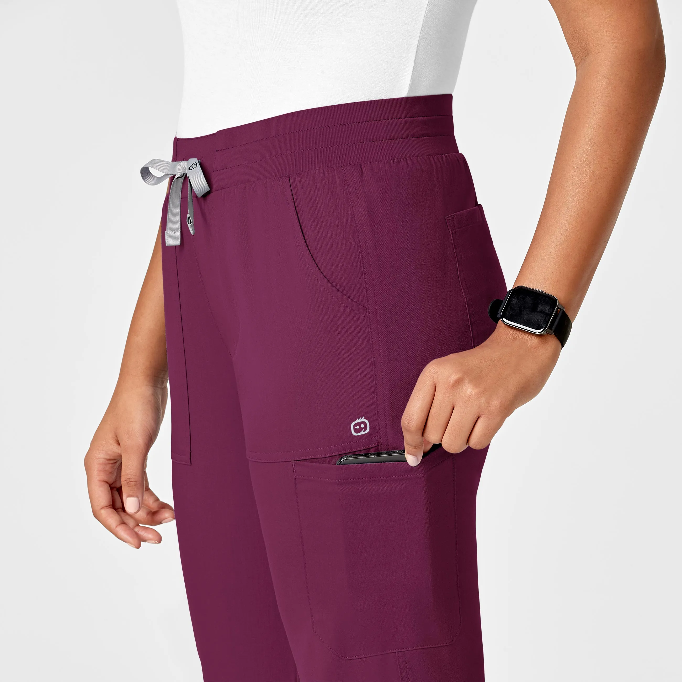PRO Women's Slim Leg Cargo Scrub Pant - Wine