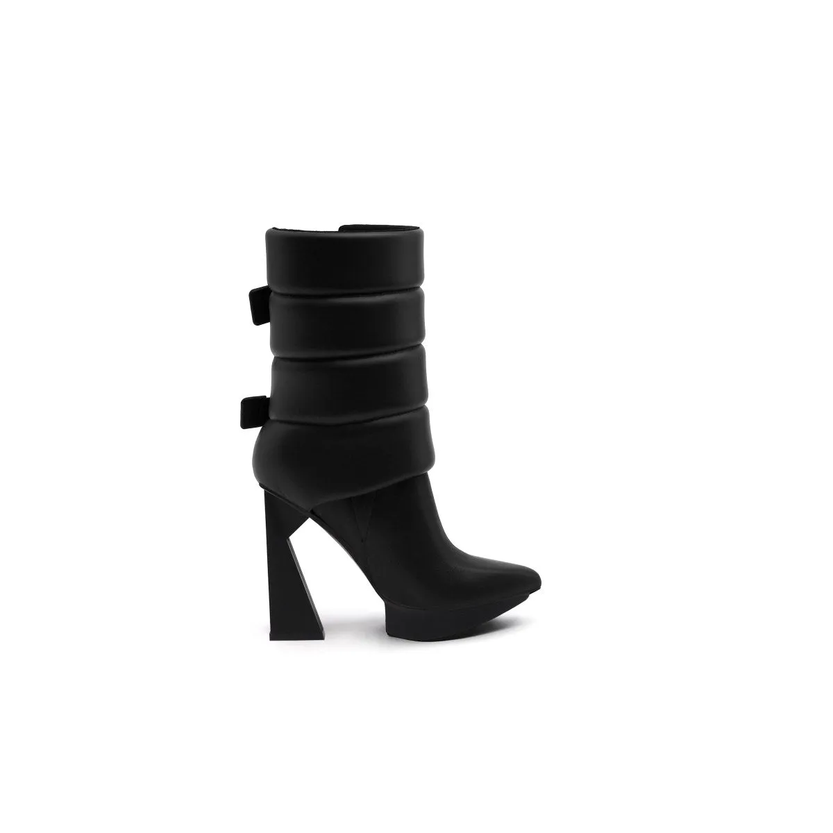 Puffy Leather Platform Boots