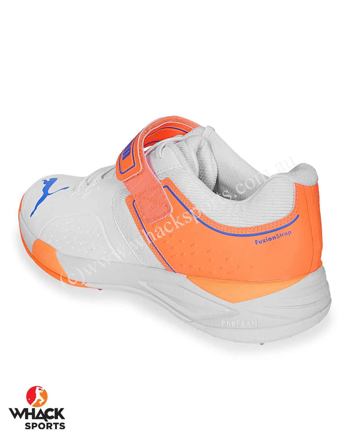 Puma 22.1 Bowling Cricket Shoes - Steel Spikes - White Bluemazing Neon Citrus