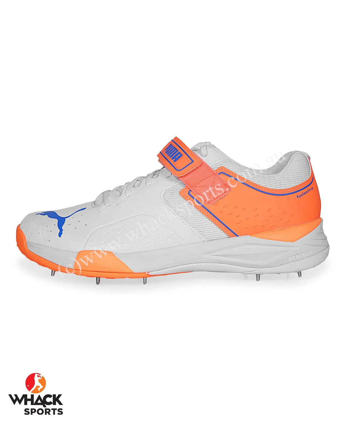 Puma 22.1 Bowling Cricket Shoes - Steel Spikes - White Bluemazing Neon Citrus
