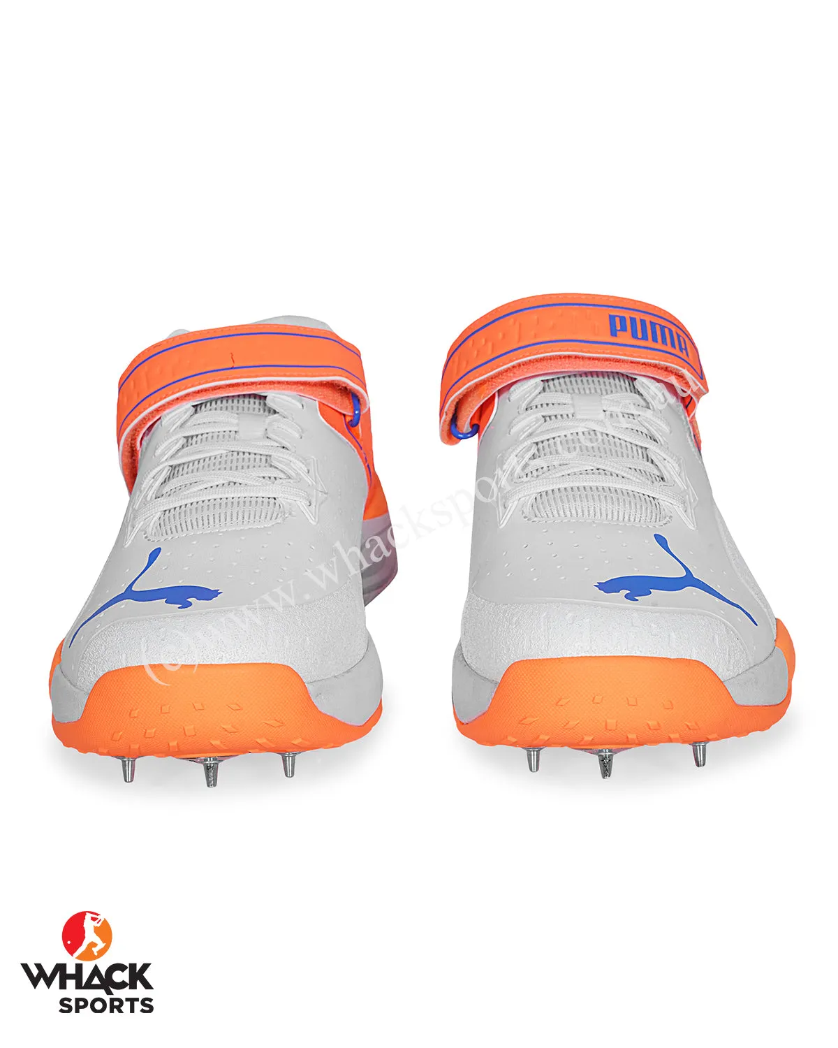 Puma 22.1 Bowling Cricket Shoes - Steel Spikes - White Bluemazing Neon Citrus