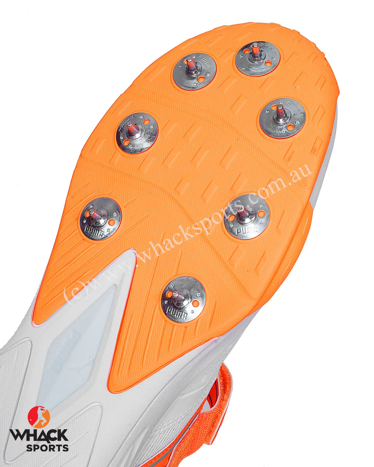 Puma 22.1 Bowling Cricket Shoes - Steel Spikes - White Bluemazing Neon Citrus
