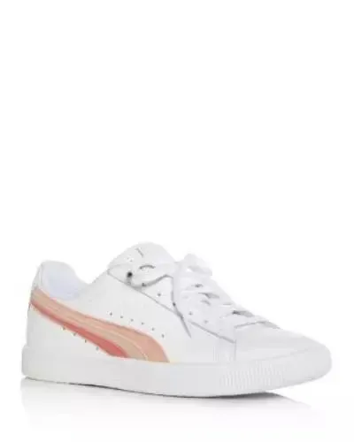 PUMA - WOMENS CLYDE L VELFS LEATHER AND SUEDE TRIM SNEAKERS **FREE SHIPPING**