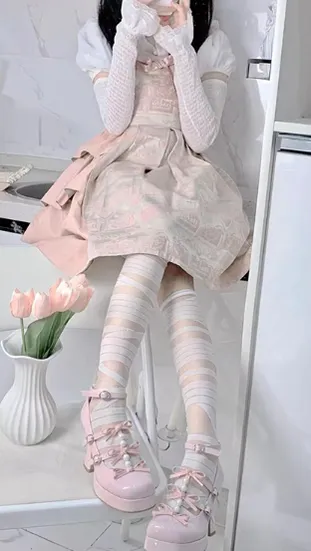 Pure Tea For Dream~Sweet Lolita Platform Pearl Bow Shoes