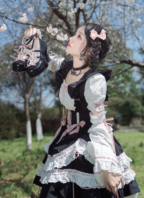Pure Tea For Dream~Sweet Lolita Platform Pearl Bow Shoes