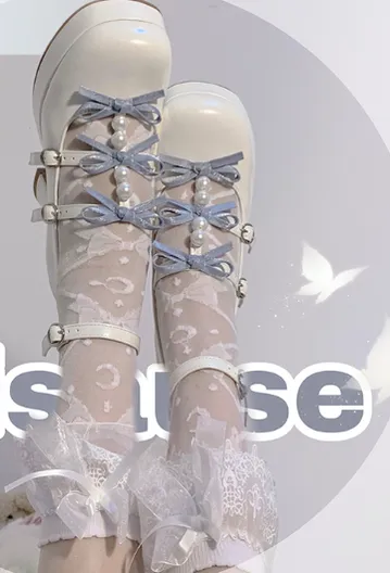 Pure Tea For Dream~Sweet Lolita Platform Pearl Bow Shoes