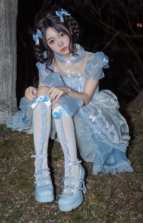 Pure Tea For Dream~Sweet Lolita Platform Pearl Bow Shoes
