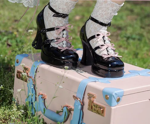 Pure Tea For Dream~Sweet Lolita Platform Pearl Bow Shoes