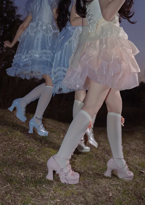 Pure Tea For Dream~Sweet Lolita Platform Pearl Bow Shoes
