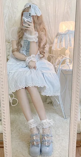 Pure Tea For Dream~Sweet Lolita Platform Pearl Bow Shoes