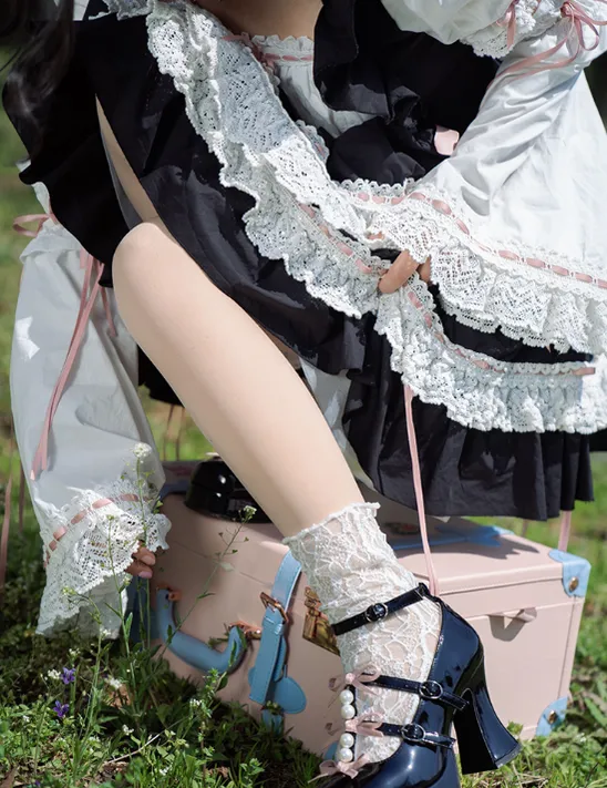 Pure Tea For Dream~Sweet Lolita Platform Pearl Bow Shoes