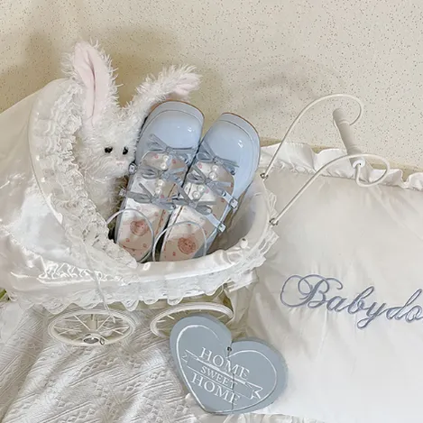 Pure Tea For Dream~Sweet Lolita Platform Pearl Bow Shoes