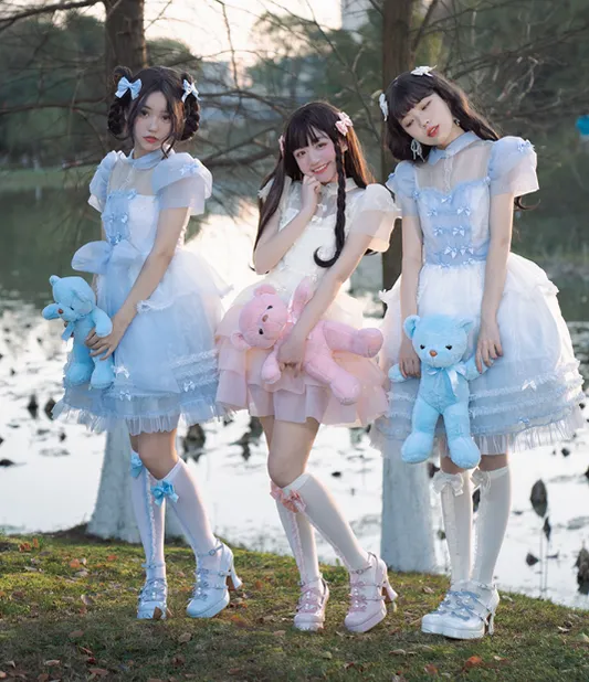 Pure Tea For Dream~Sweet Lolita Platform Pearl Bow Shoes