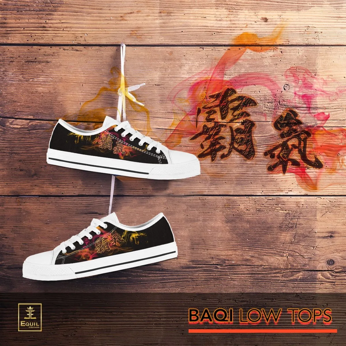 "Ba Qi" Kanji Low Tops - Mens
