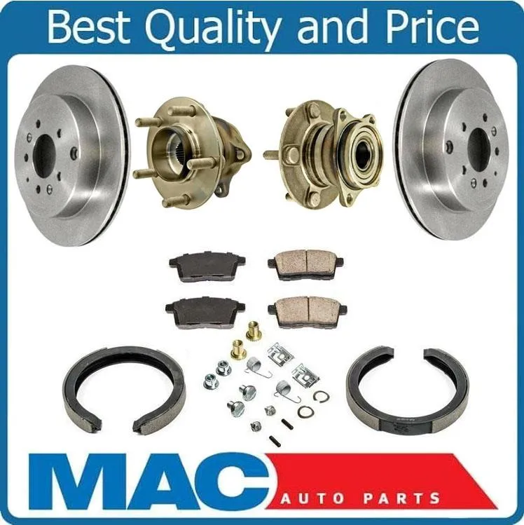 Rear Rotors Hubs Brake Pads Emergency Shoes for Mazda Cx7 07-12 All Wheel Drive