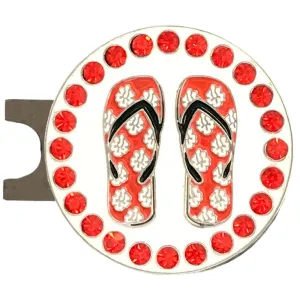 Red Flip Flops Golf Ball Marker Hat Clip