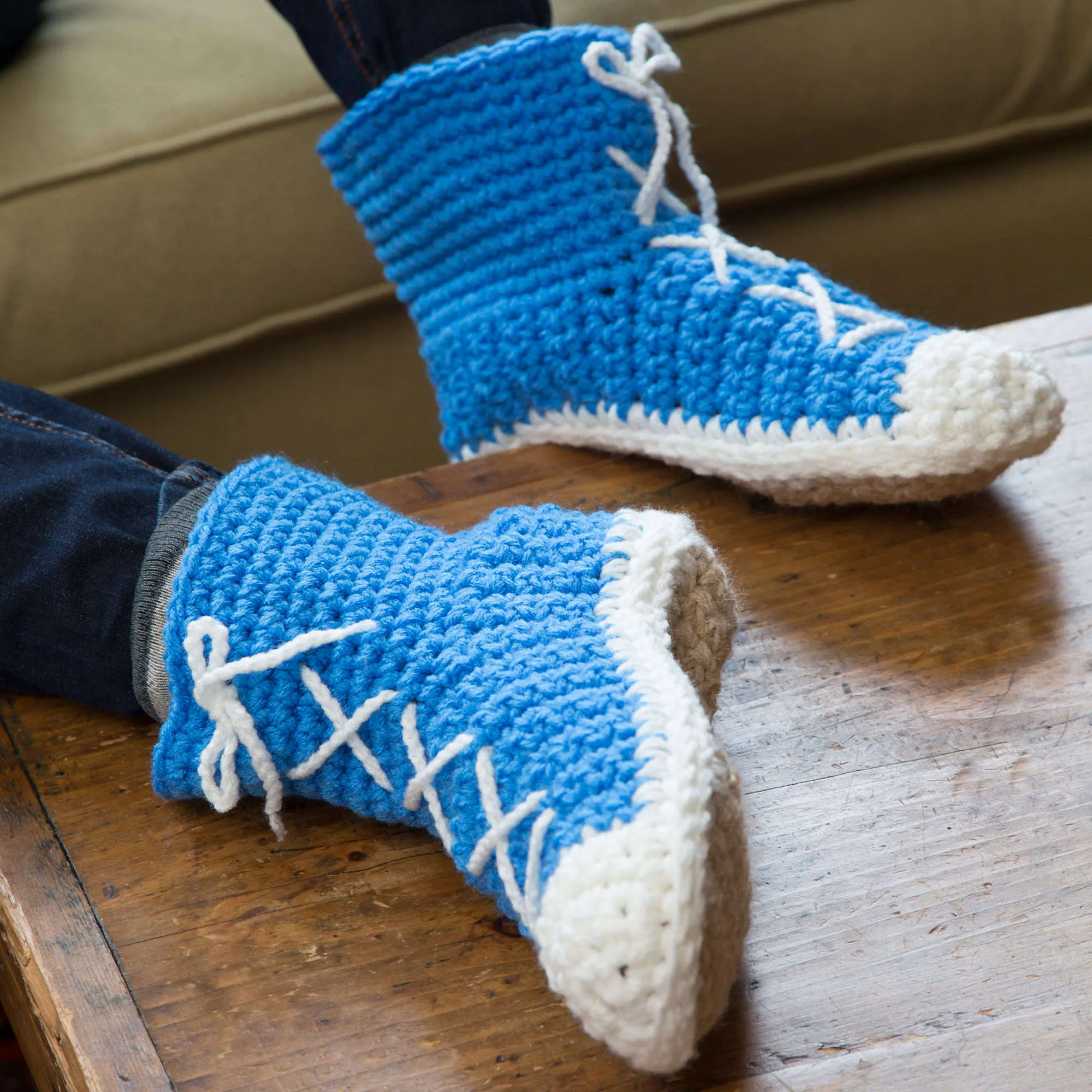 Red Heart Crochet Hi-Top Slipper Socks