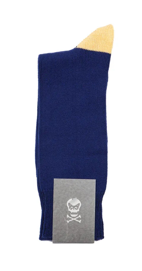 Regent - Cotton Socks - Heel & Toe - Blue & Yellow