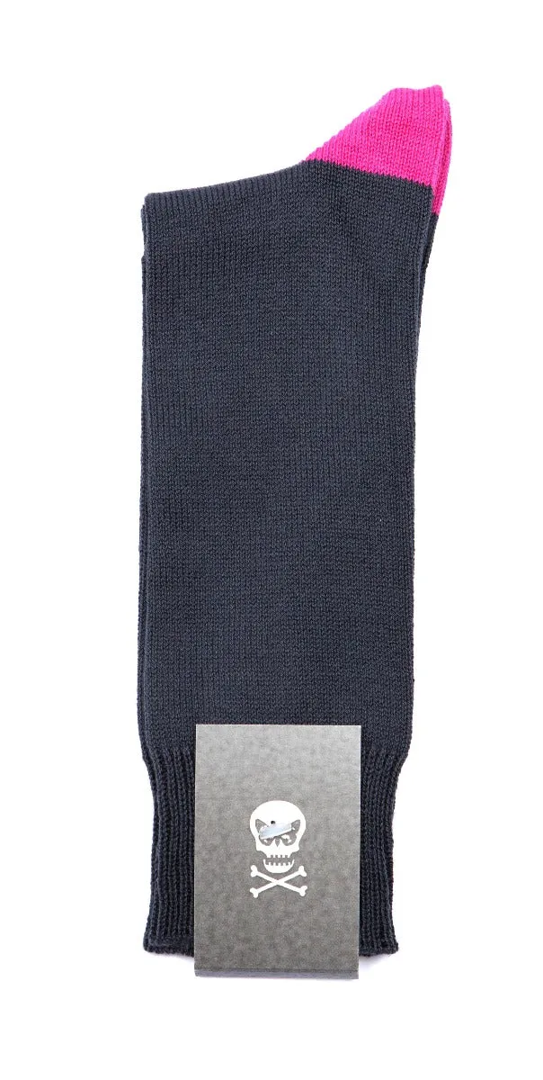 Regent - Cotton Socks - Heel & Toe - Grey & Pink