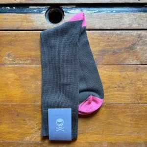 Regent - Cotton Socks - Heel & Toe - Grey & Pink