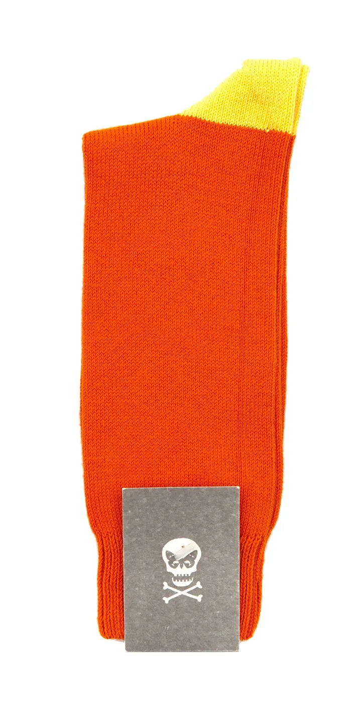 Regent - Cotton Socks - Heel & Toe- Orange & Yellow Heel
