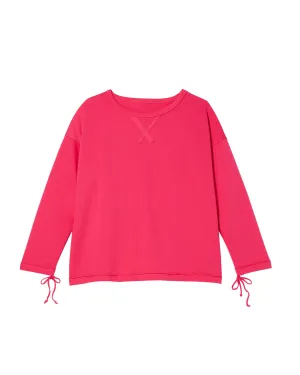 Riley Long Ruched Sleeve Sweatshirt | Pink