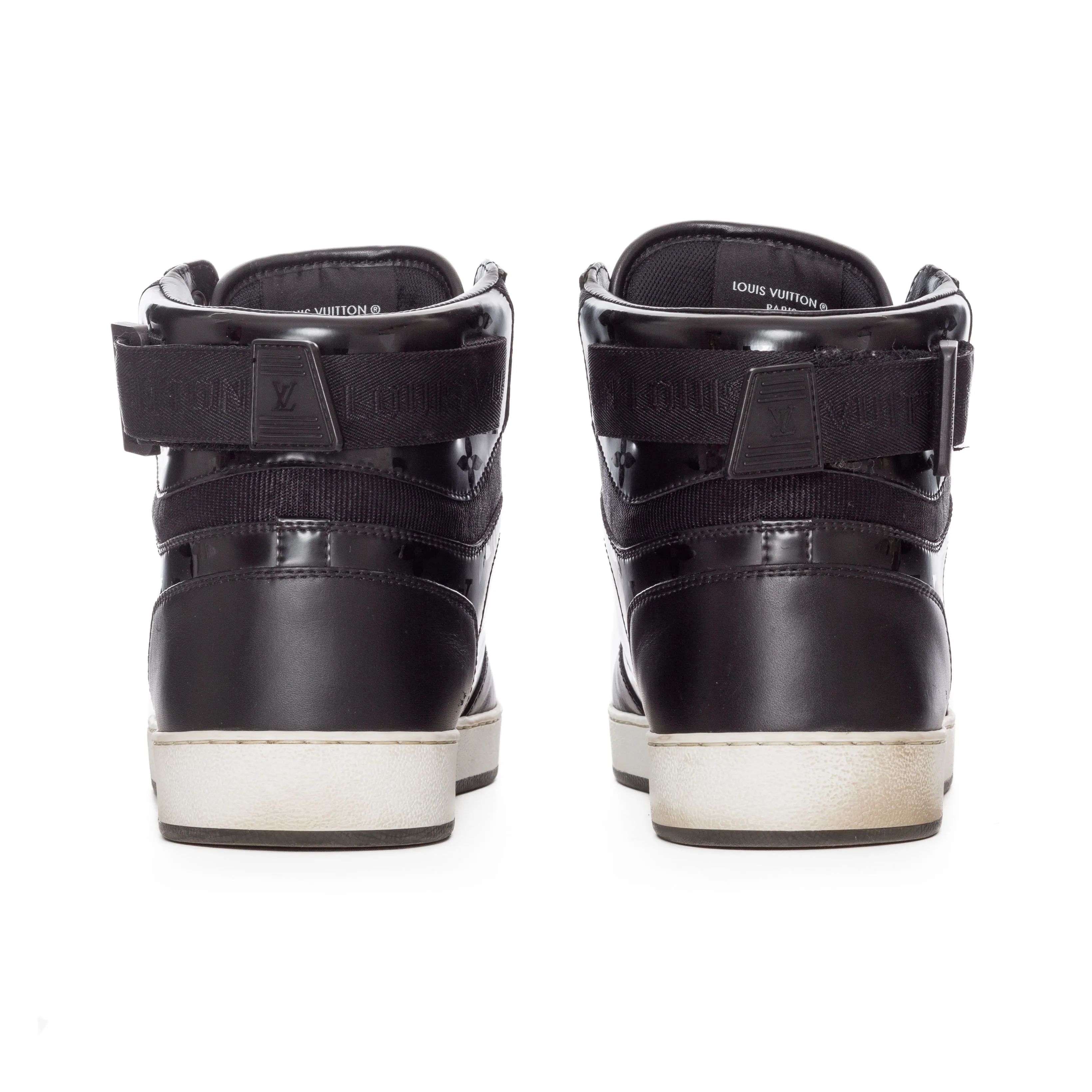 Rivoli Black Leather Monogram High-Top Sneakers Men's 8.5