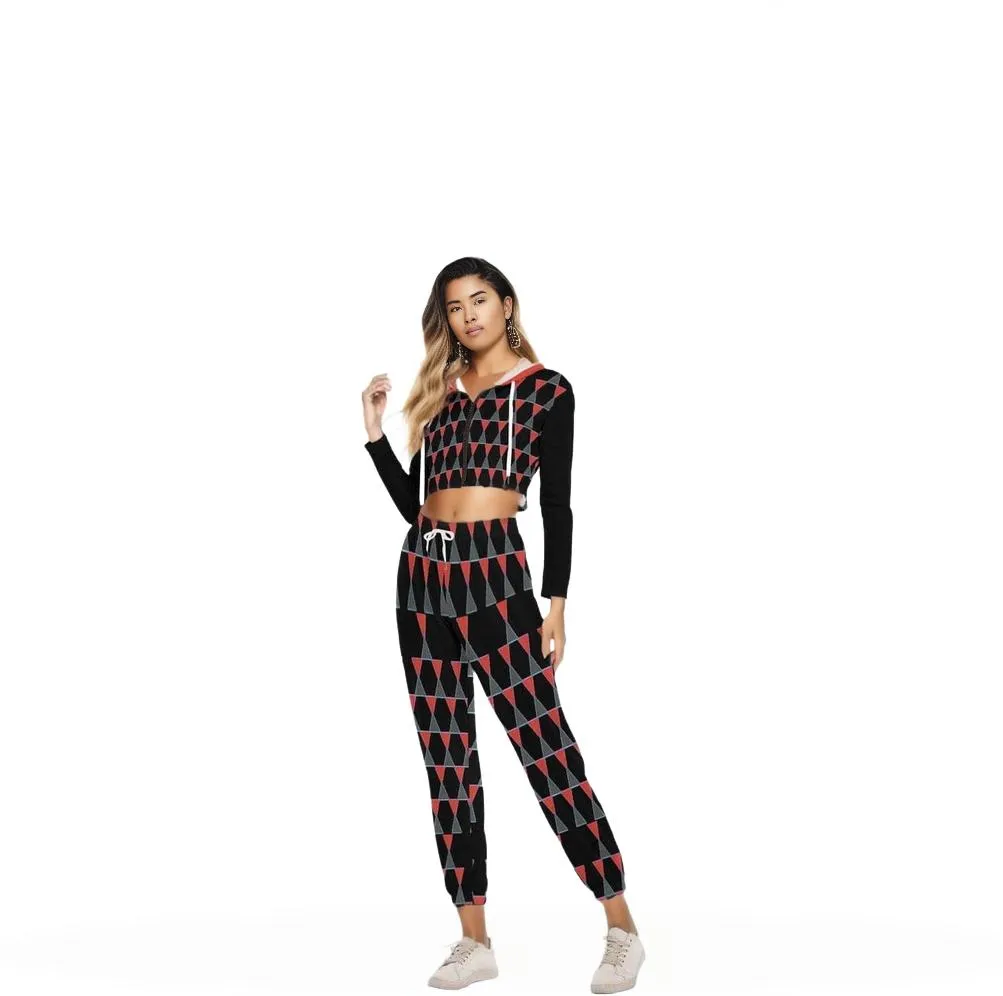 Scaled Women's Cropped Hoodie Sports Set