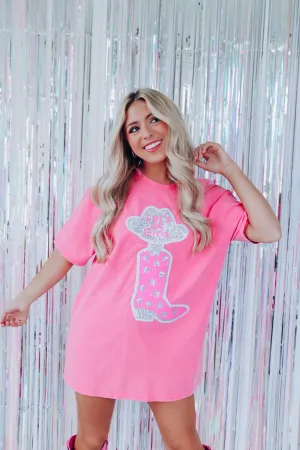 Sequin Let's Go Girls Graphic Tee - Pink
