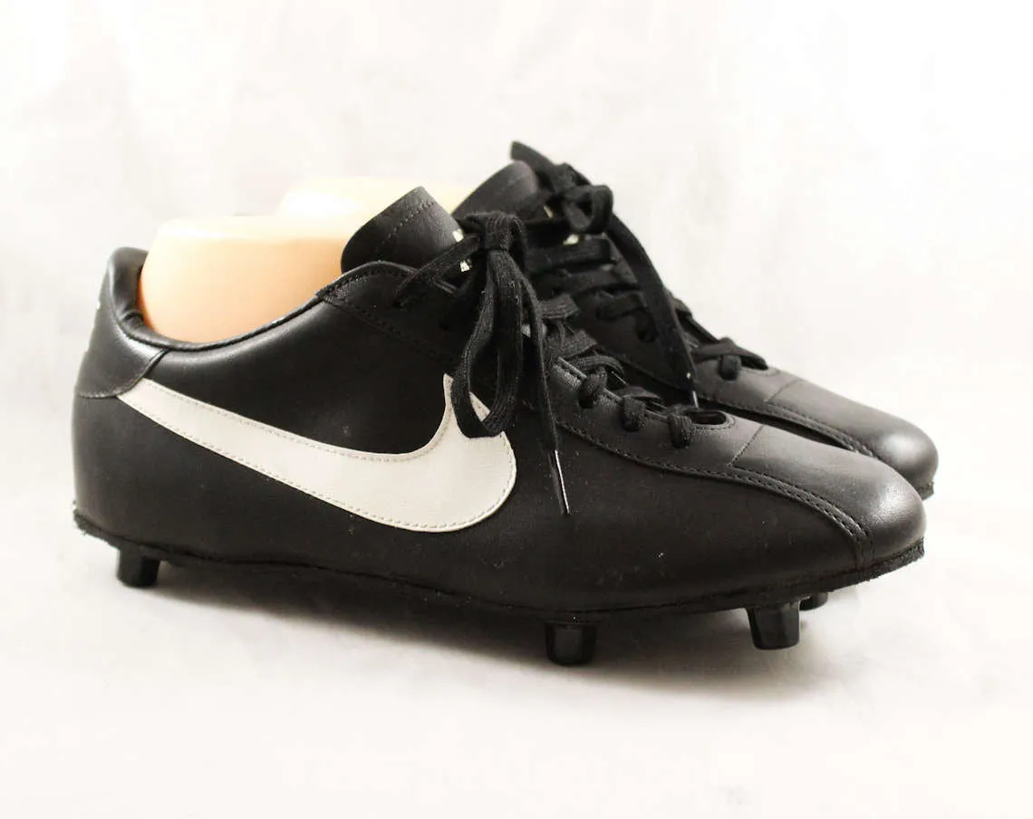 Size 7 Men's Nike Football Cleats - 1980s Athletic Shoes - Black Mens Retro Sports Sneakers - Authentic Nike - NOS 80s Deadstock