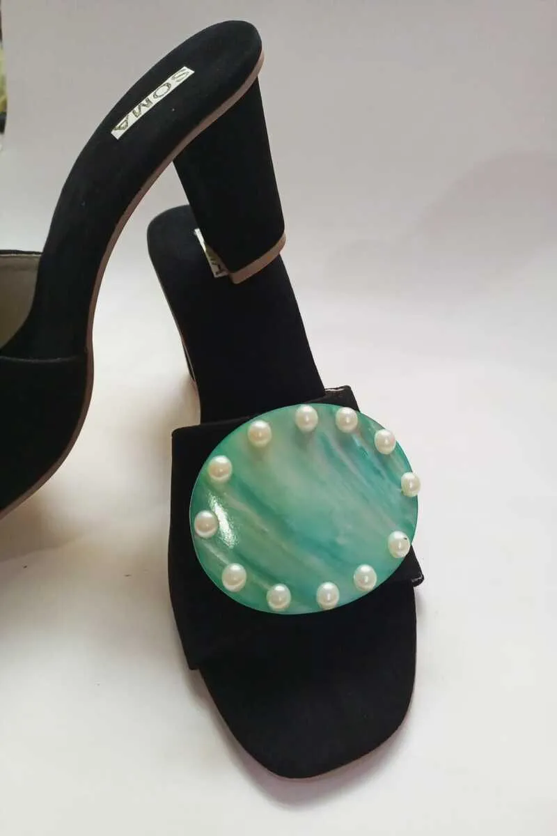 Soma - Ferozi stone heel - Black - Suede