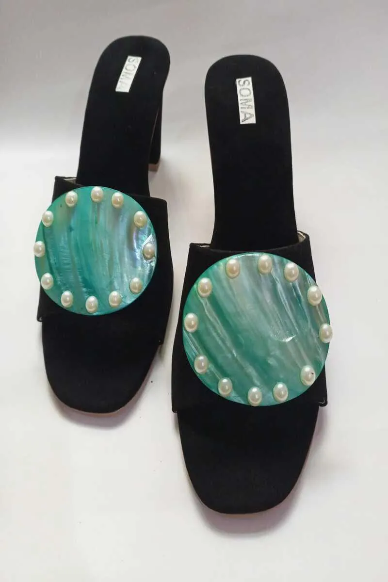 Soma - Ferozi stone heel - Black - Suede