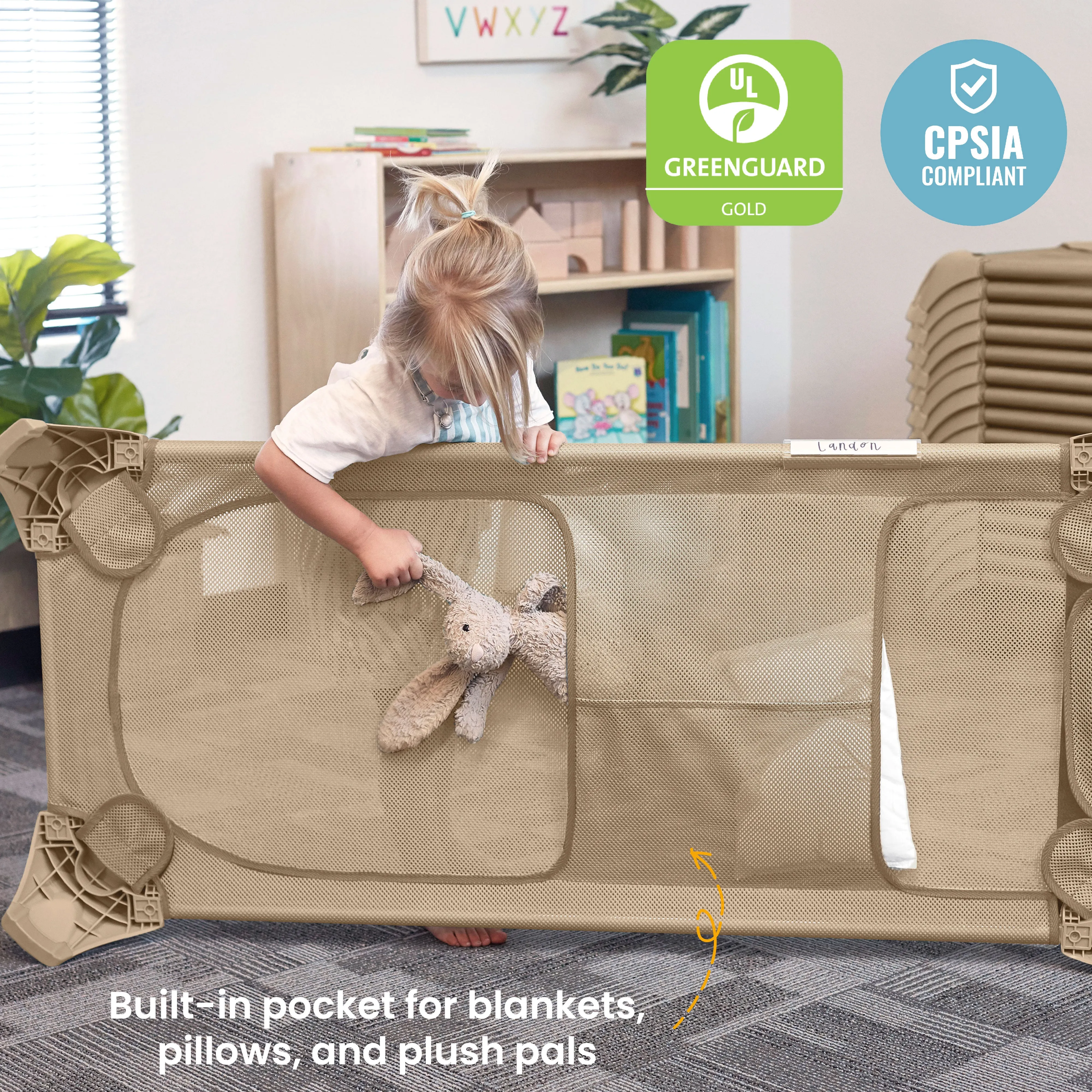 Stackable Cozy Cot with Blanket and Pillow Storage, Ready to Assemble, 6-Pack