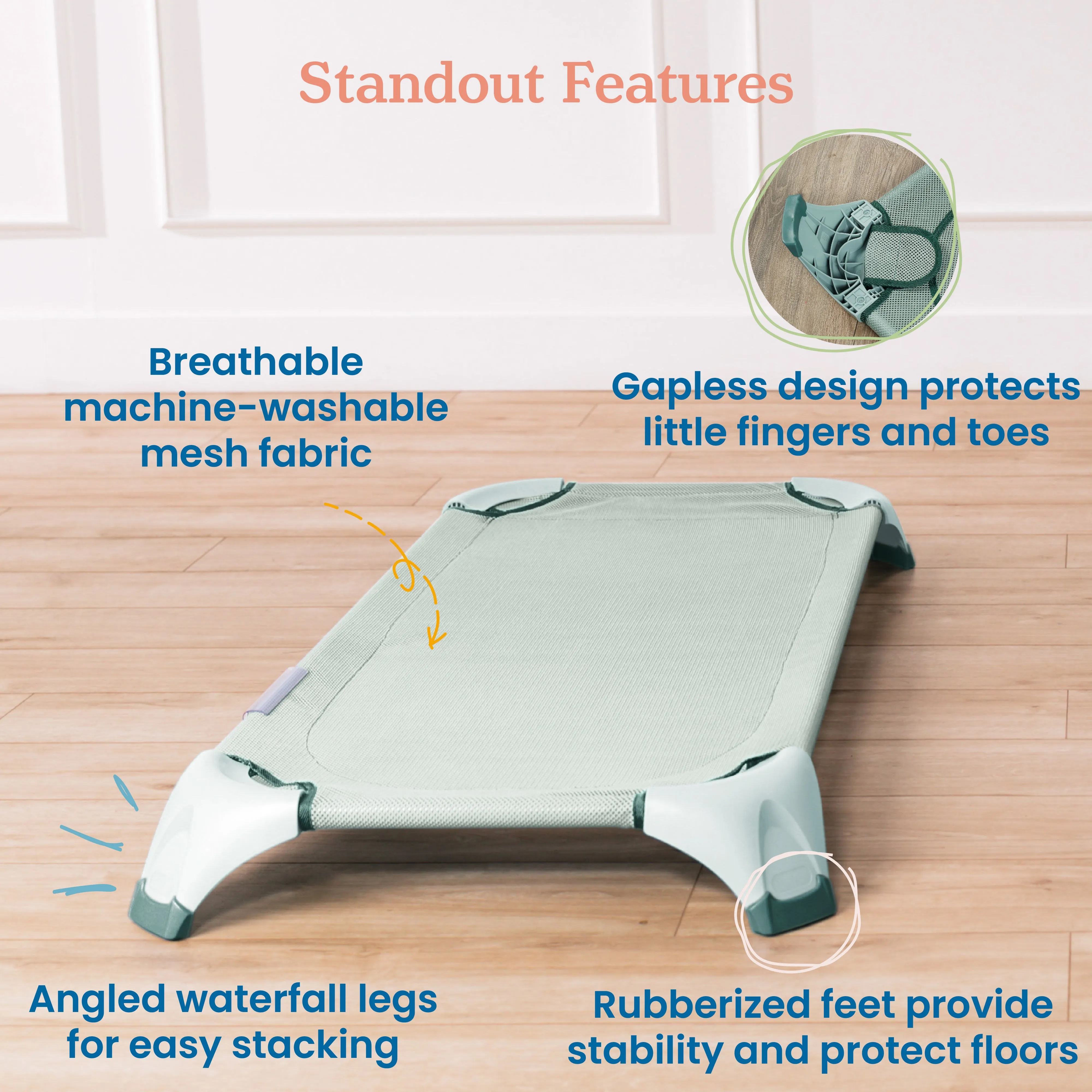 Stackable Cozy Cot with Blanket and Pillow Storage, Ready to Assemble, 6-Pack