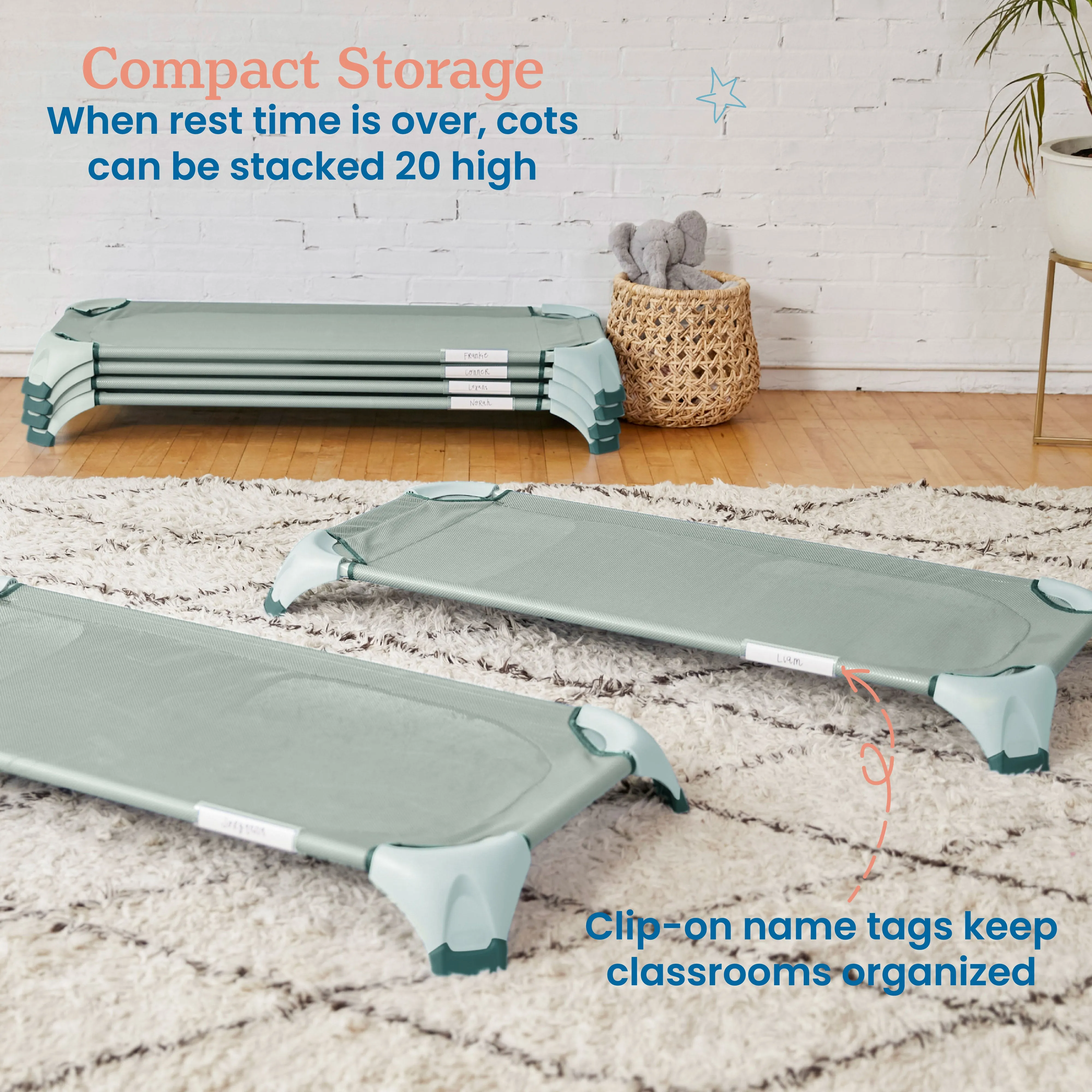 Stackable Cozy Cot with Blanket and Pillow Storage, Ready to Assemble, 6-Pack