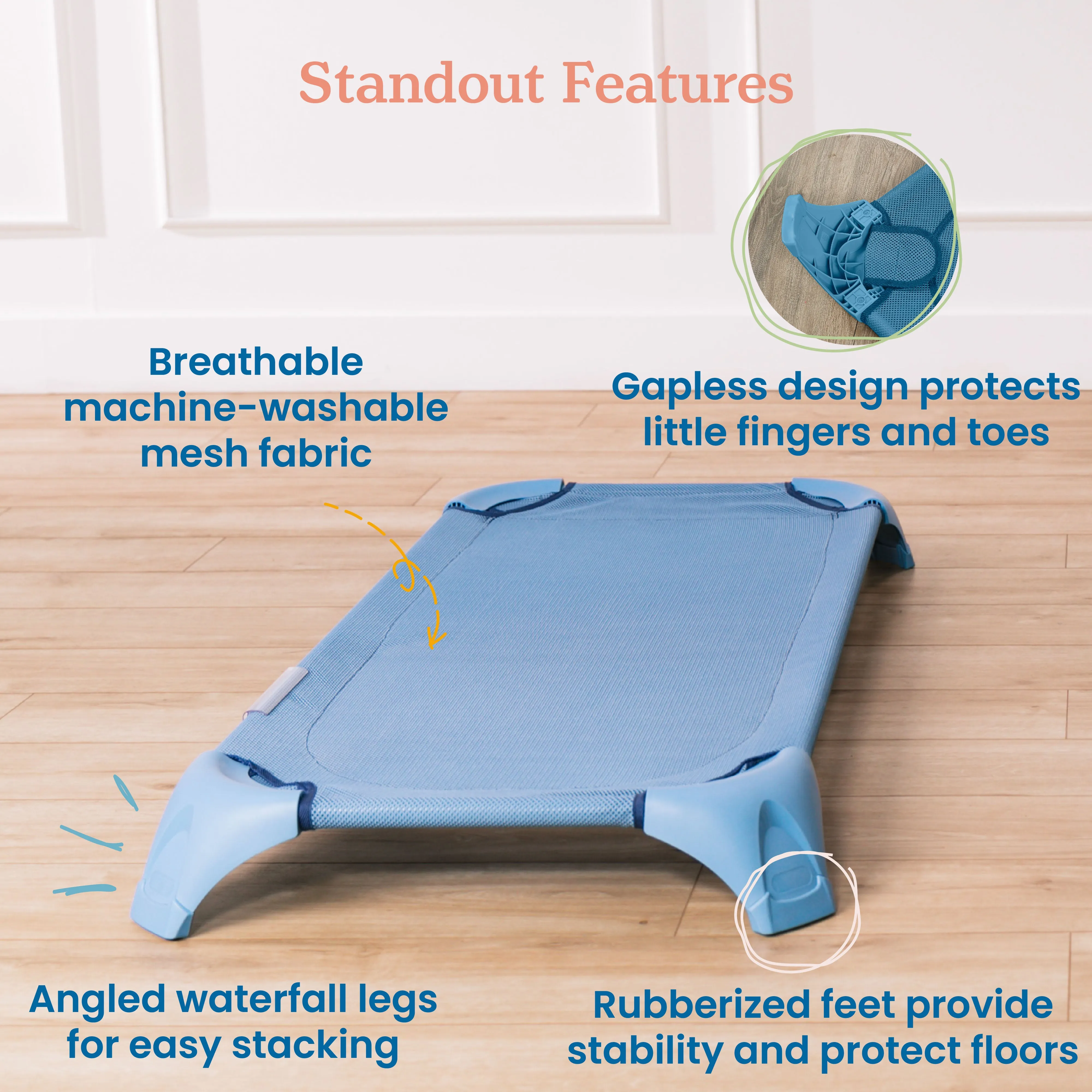 Stackable Cozy Cot with Blanket and Pillow Storage, Ready to Assemble, 6-Pack