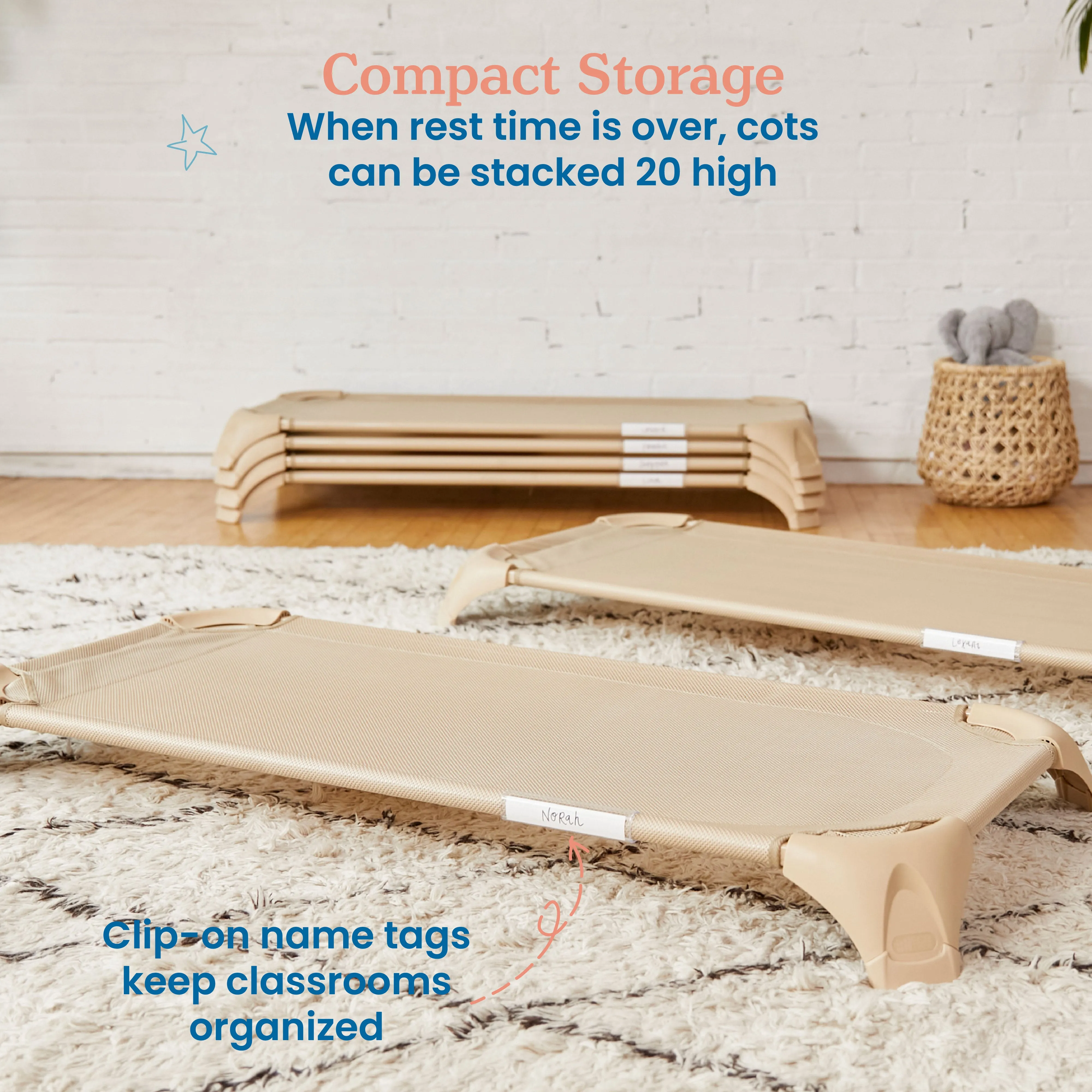 Stackable Cozy Cot with Blanket and Pillow Storage, Ready to Assemble, 6-Pack
