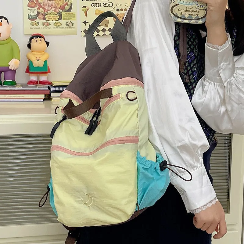Summer Thin Contrast Color Backpack Female Korean Style Middle School Student Schoolbag Outdoor Mountaineering Bag Lightweight Exercise Backpack Male